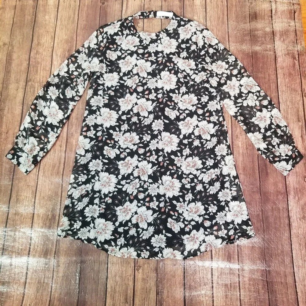 ASTR the Label Womens Dress Black Size L Large‎ Long Sleeve Halter Neck Floral